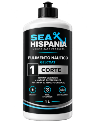 Pulimento náutico gelcoat — Paso 1 Corte · Botella de 1 litro